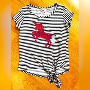 Striped Unicorn Kids T-Shirt girl size 7